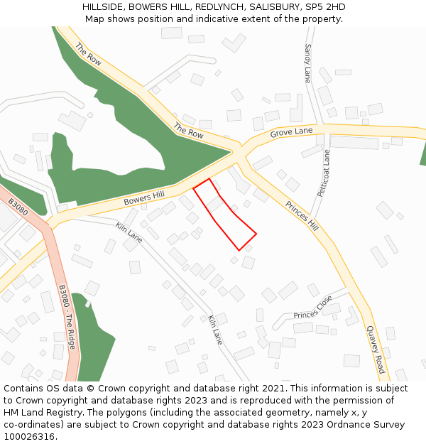 HILLSIDE, BOWERS HILL, REDLYNCH, SALISBURY, SP5 2HD: Location map and indicative extent of plot