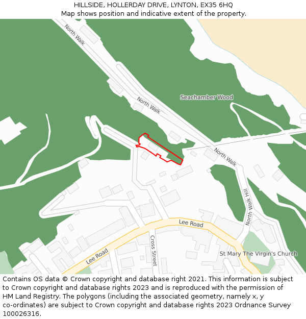 HILLSIDE, HOLLERDAY DRIVE, LYNTON, EX35 6HQ: Location map and indicative extent of plot