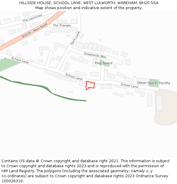 HILLSIDE HOUSE, SCHOOL LANE, WEST LULWORTH, WAREHAM, BH20 5SA: Location map and indicative extent of plot
