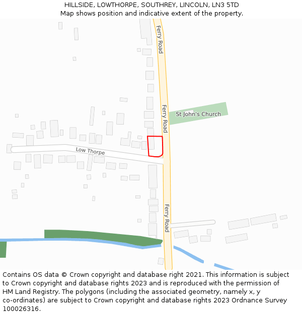 HILLSIDE, LOWTHORPE, SOUTHREY, LINCOLN, LN3 5TD: Location map and indicative extent of plot