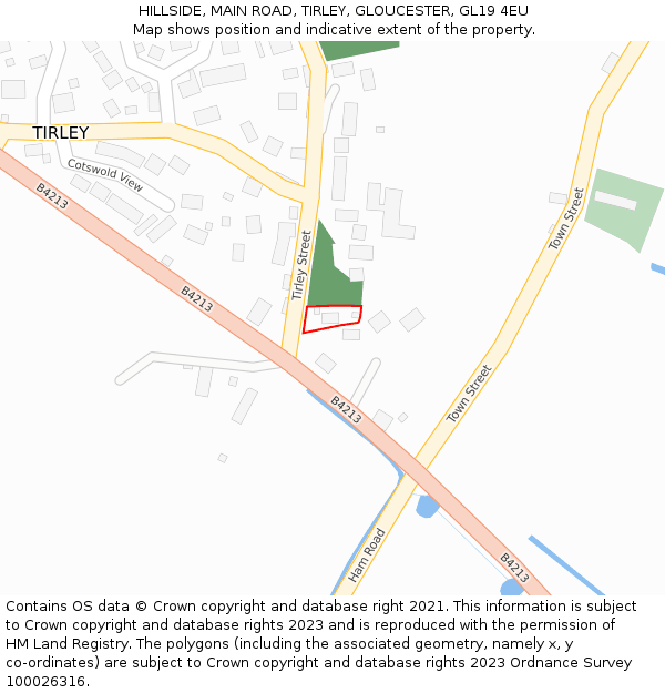 HILLSIDE, MAIN ROAD, TIRLEY, GLOUCESTER, GL19 4EU: Location map and indicative extent of plot