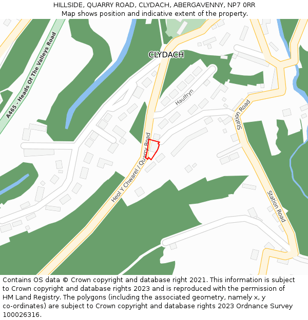 HILLSIDE, QUARRY ROAD, CLYDACH, ABERGAVENNY, NP7 0RR: Location map and indicative extent of plot