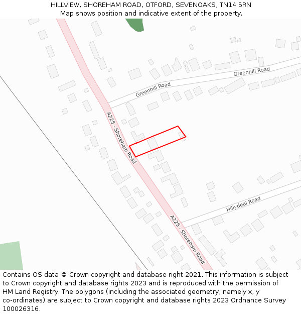 HILLVIEW, SHOREHAM ROAD, OTFORD, SEVENOAKS, TN14 5RN: Location map and indicative extent of plot