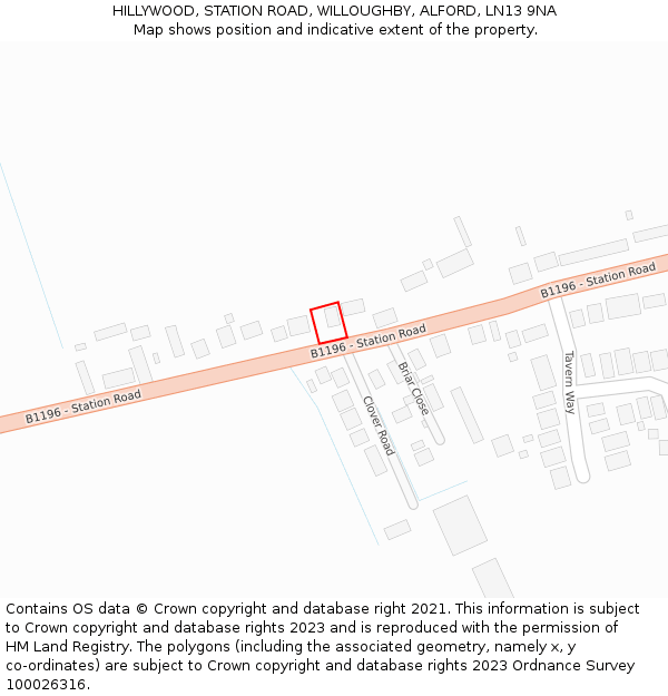 HILLYWOOD, STATION ROAD, WILLOUGHBY, ALFORD, LN13 9NA: Location map and indicative extent of plot