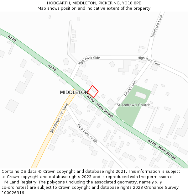 HOBGARTH, MIDDLETON, PICKERING, YO18 8PB: Location map and indicative extent of plot