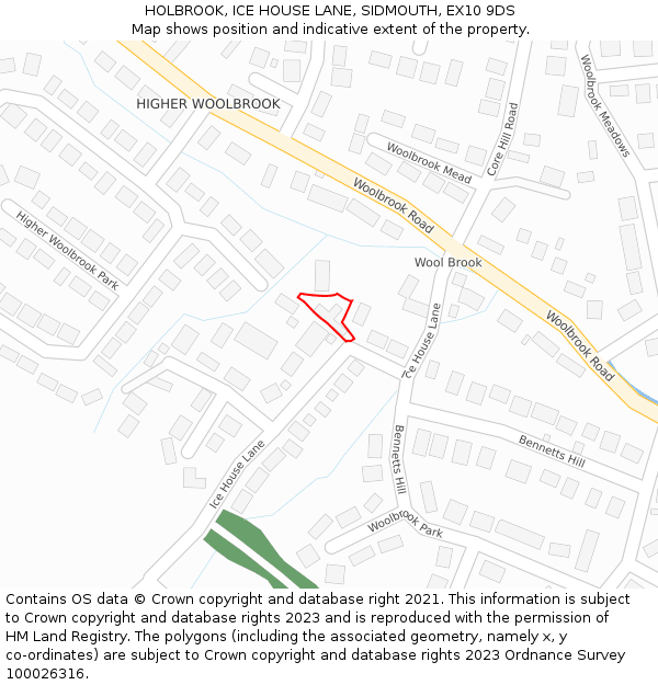 HOLBROOK, ICE HOUSE LANE, SIDMOUTH, EX10 9DS: Location map and indicative extent of plot