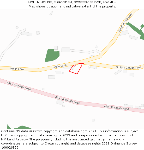 HOLLIN HOUSE, RIPPONDEN, SOWERBY BRIDGE, HX6 4LH: Location map and indicative extent of plot
