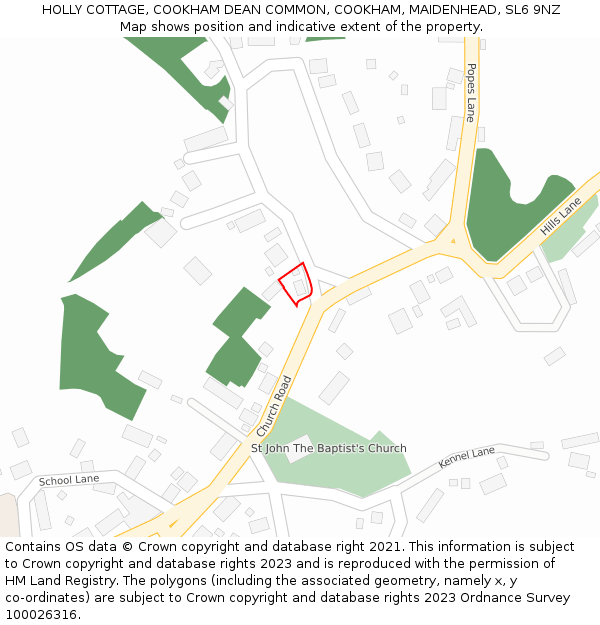 HOLLY COTTAGE, COOKHAM DEAN COMMON, COOKHAM, MAIDENHEAD, SL6 9NZ: Location map and indicative extent of plot