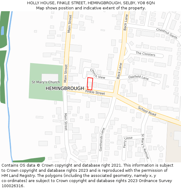 HOLLY HOUSE, FINKLE STREET, HEMINGBROUGH, SELBY, YO8 6QN: Location map and indicative extent of plot