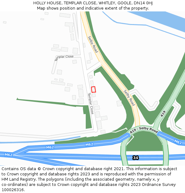 HOLLY HOUSE, TEMPLAR CLOSE, WHITLEY, GOOLE, DN14 0HJ: Location map and indicative extent of plot