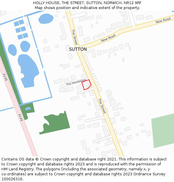 HOLLY HOUSE, THE STREET, SUTTON, NORWICH, NR12 9RF: Location map and indicative extent of plot