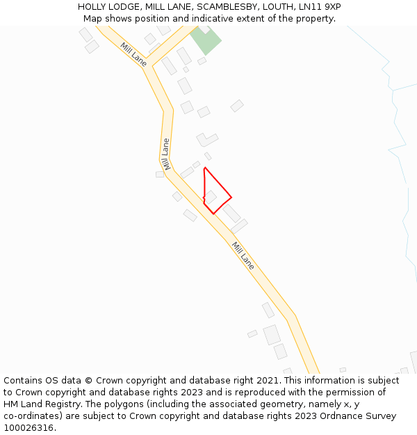 HOLLY LODGE, MILL LANE, SCAMBLESBY, LOUTH, LN11 9XP: Location map and indicative extent of plot
