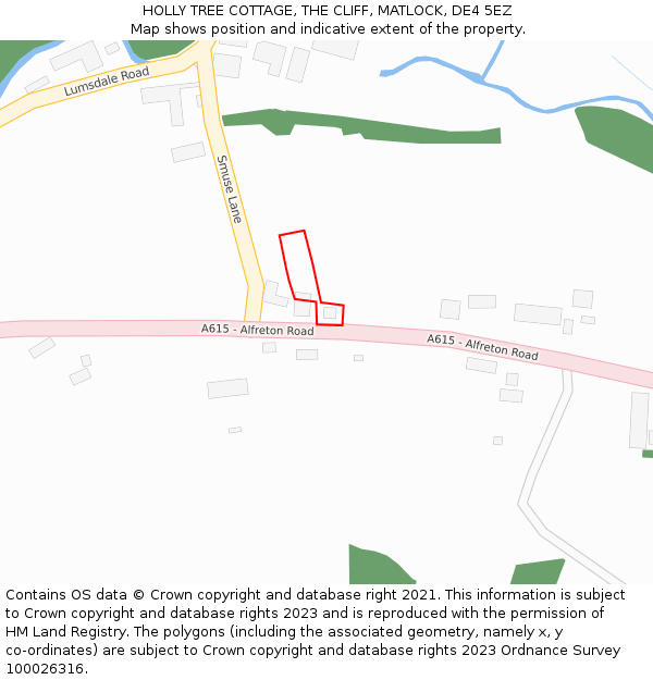 HOLLY TREE COTTAGE, THE CLIFF, MATLOCK, DE4 5EZ: Location map and indicative extent of plot