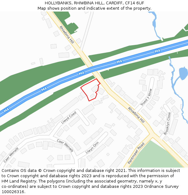 HOLLYBANKS, RHIWBINA HILL, CARDIFF, CF14 6UF: Location map and indicative extent of plot