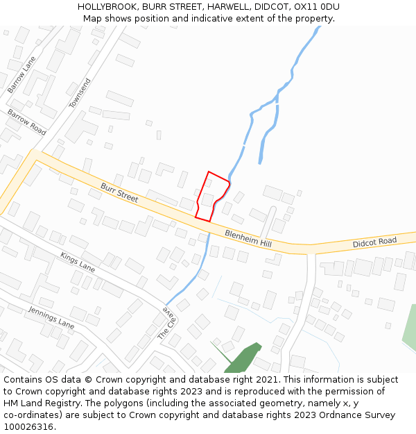 HOLLYBROOK, BURR STREET, HARWELL, DIDCOT, OX11 0DU: Location map and indicative extent of plot