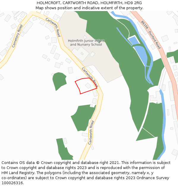 HOLMCROFT, CARTWORTH ROAD, HOLMFIRTH, HD9 2RG: Location map and indicative extent of plot