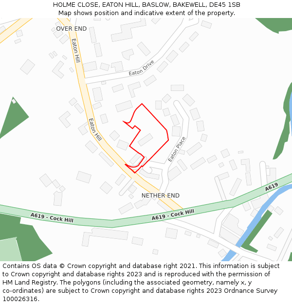 HOLME CLOSE, EATON HILL, BASLOW, BAKEWELL, DE45 1SB: Location map and indicative extent of plot