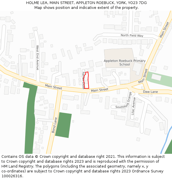 HOLME LEA, MAIN STREET, APPLETON ROEBUCK, YORK, YO23 7DG: Location map and indicative extent of plot