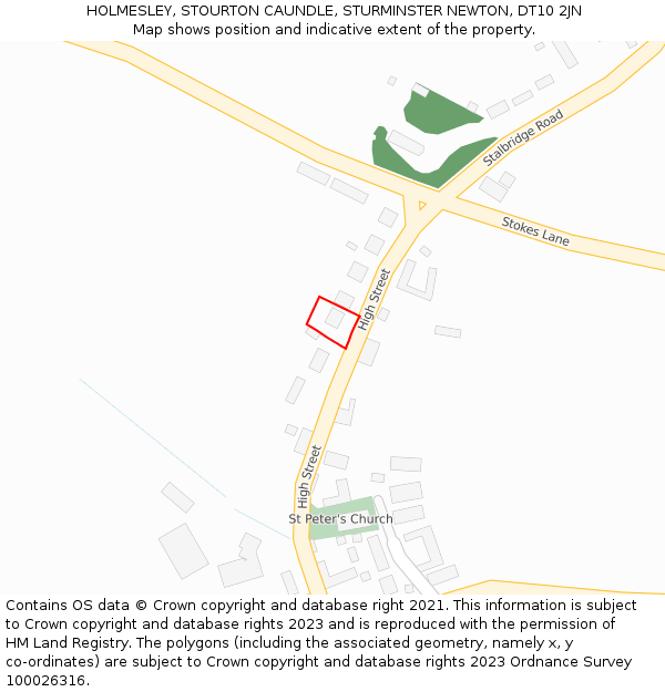 HOLMESLEY, STOURTON CAUNDLE, STURMINSTER NEWTON, DT10 2JN: Location map and indicative extent of plot