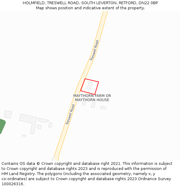 HOLMFIELD, TRESWELL ROAD, SOUTH LEVERTON, RETFORD, DN22 0BP: Location map and indicative extent of plot