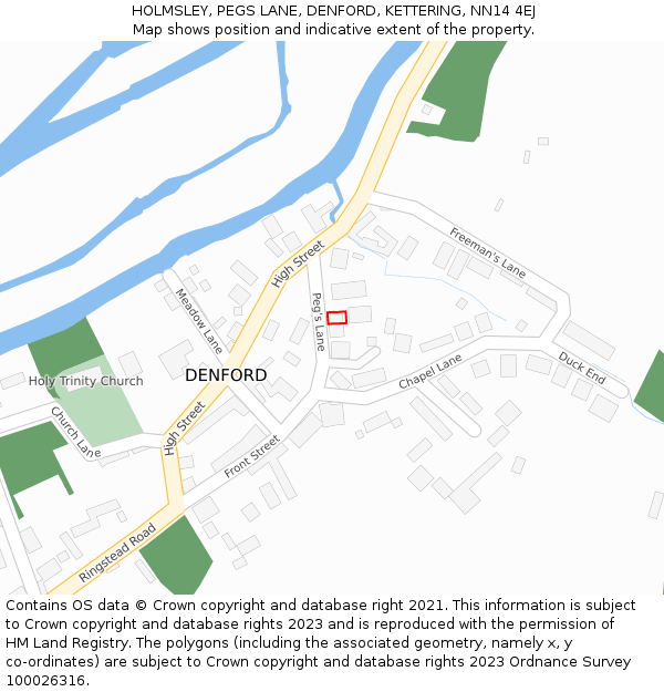 HOLMSLEY, PEGS LANE, DENFORD, KETTERING, NN14 4EJ: Location map and indicative extent of plot