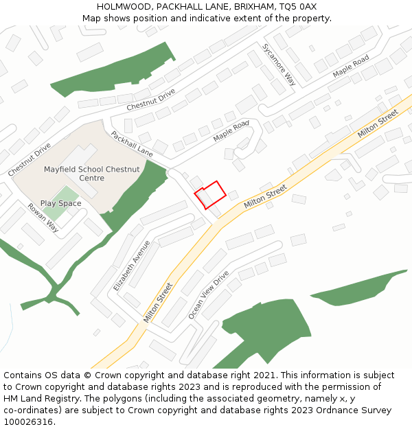 HOLMWOOD, PACKHALL LANE, BRIXHAM, TQ5 0AX: Location map and indicative extent of plot