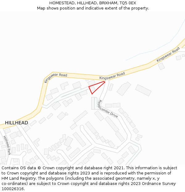 HOMESTEAD, HILLHEAD, BRIXHAM, TQ5 0EX: Location map and indicative extent of plot