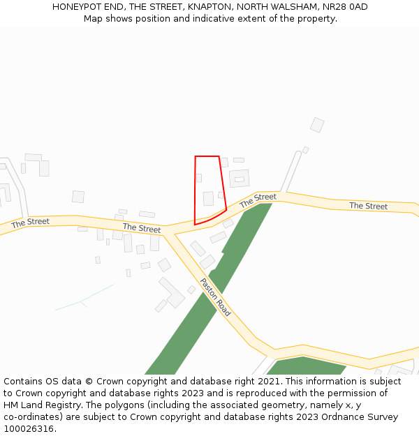 HONEYPOT END, THE STREET, KNAPTON, NORTH WALSHAM, NR28 0AD: Location map and indicative extent of plot