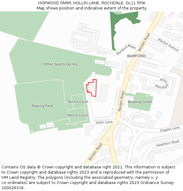 HOPWOOD FARM, HOLLIN LANE, ROCHDALE, OL11 5PW: Location map and indicative extent of plot