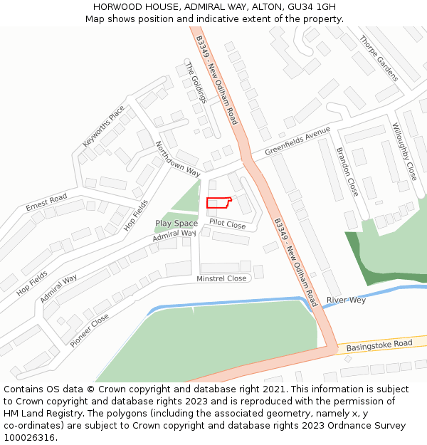 HORWOOD HOUSE, ADMIRAL WAY, ALTON, GU34 1GH: Location map and indicative extent of plot