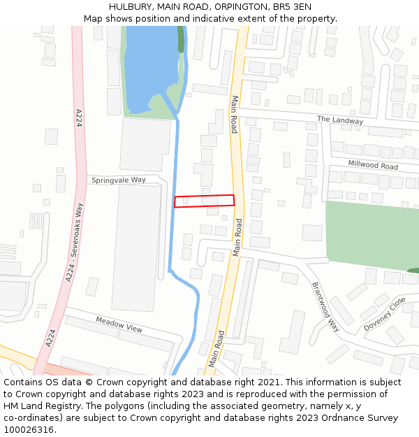 HULBURY, MAIN ROAD, ORPINGTON, BR5 3EN: Location map and indicative extent of plot