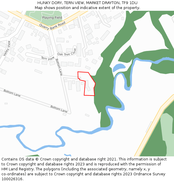 HUNKY DORY, TERN VIEW, MARKET DRAYTON, TF9 1DU: Location map and indicative extent of plot