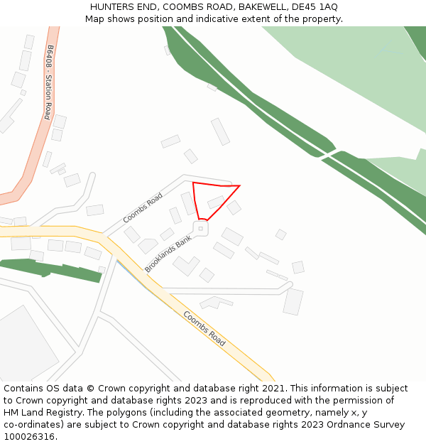 HUNTERS END, COOMBS ROAD, BAKEWELL, DE45 1AQ: Location map and indicative extent of plot