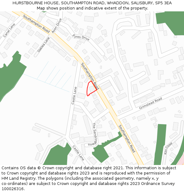HURSTBOURNE HOUSE, SOUTHAMPTON ROAD, WHADDON, SALISBURY, SP5 3EA: Location map and indicative extent of plot
