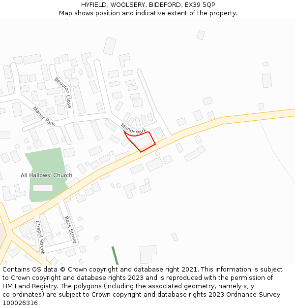 HYFIELD, WOOLSERY, BIDEFORD, EX39 5QP: Location map and indicative extent of plot