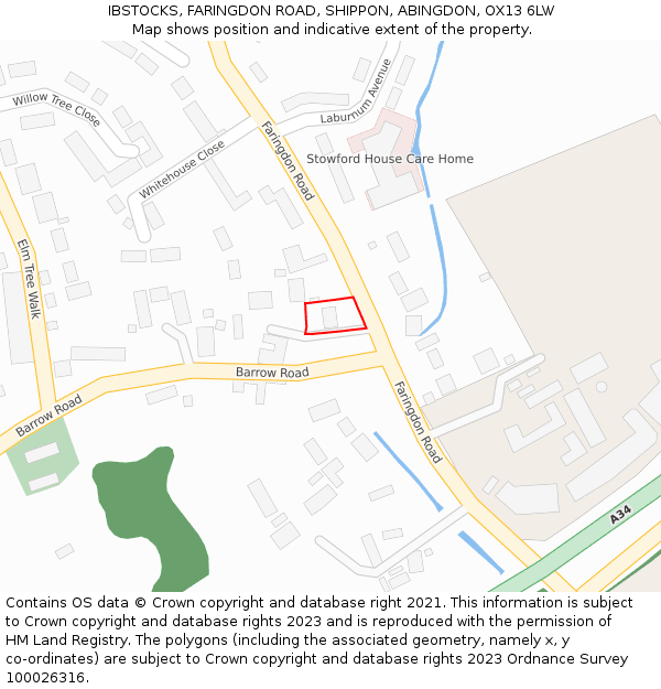 IBSTOCKS, FARINGDON ROAD, SHIPPON, ABINGDON, OX13 6LW: Location map and indicative extent of plot
