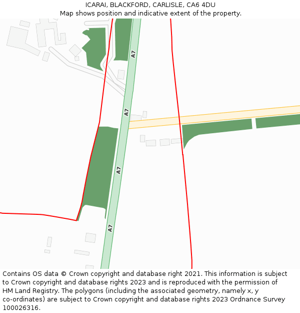 ICARAI, BLACKFORD, CARLISLE, CA6 4DU: Location map and indicative extent of plot