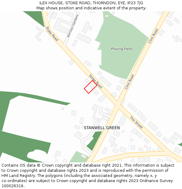 ILEX HOUSE, STOKE ROAD, THORNDON, EYE, IP23 7JG: Location map and indicative extent of plot