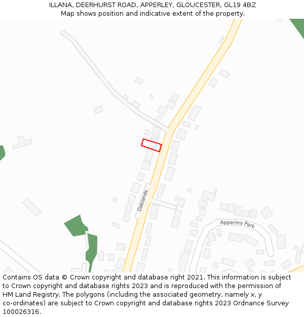 ILLANA, DEERHURST ROAD, APPERLEY, GLOUCESTER, GL19 4BZ: Location map and indicative extent of plot