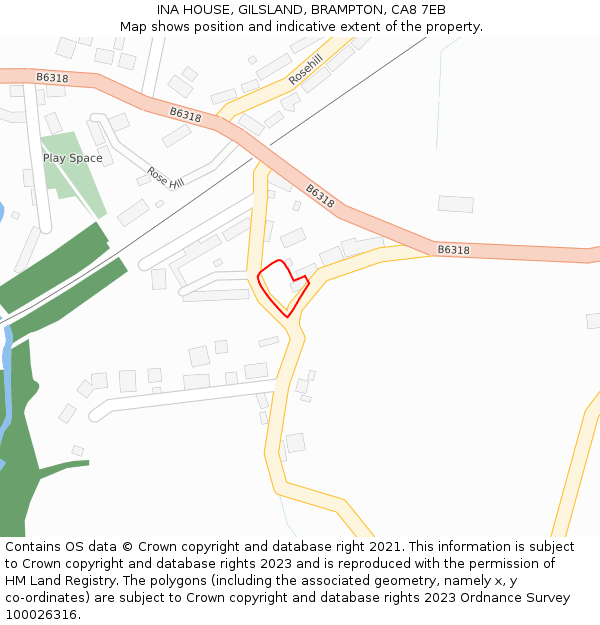 INA HOUSE, GILSLAND, BRAMPTON, CA8 7EB: Location map and indicative extent of plot