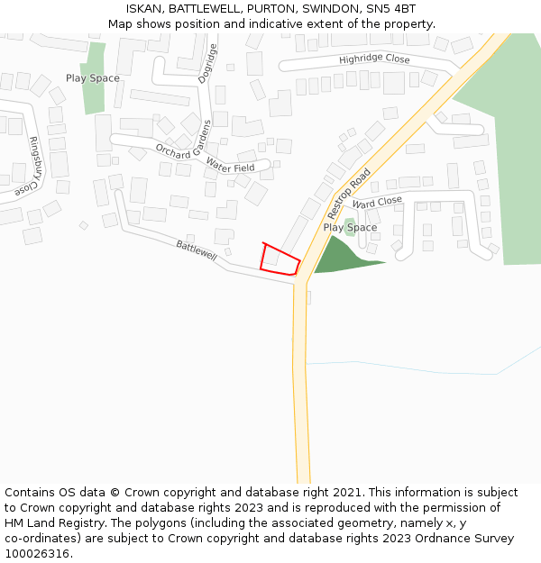 ISKAN, BATTLEWELL, PURTON, SWINDON, SN5 4BT: Location map and indicative extent of plot