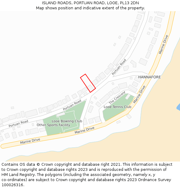 ISLAND ROADS, PORTUAN ROAD, LOOE, PL13 2DN: Location map and indicative extent of plot