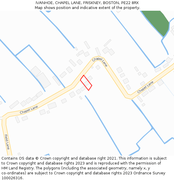 IVANHOE, CHAPEL LANE, FRISKNEY, BOSTON, PE22 8RX: Location map and indicative extent of plot