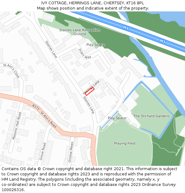IVY COTTAGE, HERRINGS LANE, CHERTSEY, KT16 8PL: Location map and indicative extent of plot