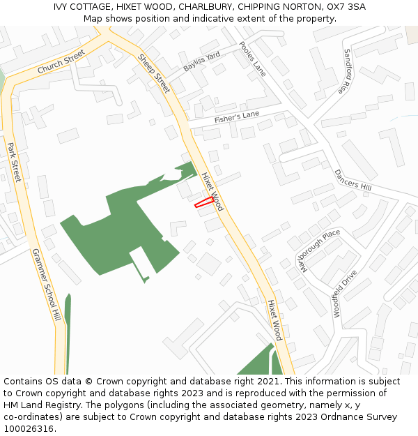 IVY COTTAGE, HIXET WOOD, CHARLBURY, CHIPPING NORTON, OX7 3SA: Location map and indicative extent of plot