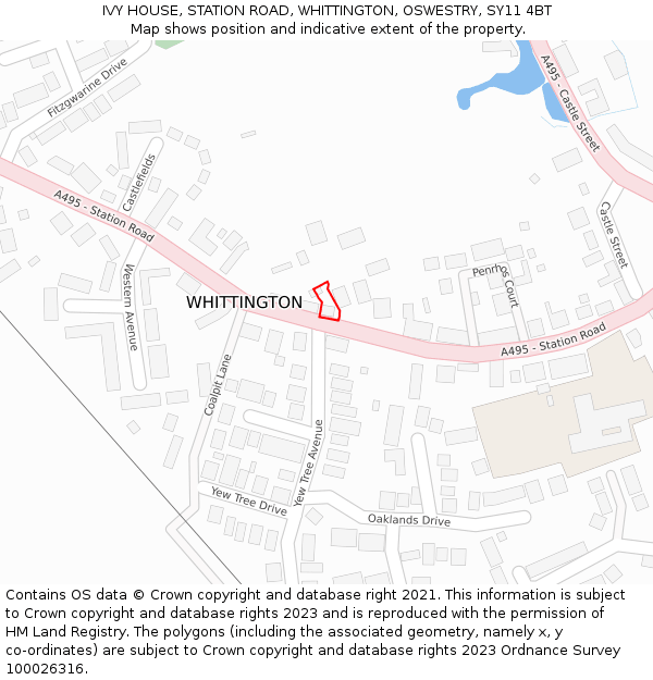 IVY HOUSE, STATION ROAD, WHITTINGTON, OSWESTRY, SY11 4BT: Location map and indicative extent of plot