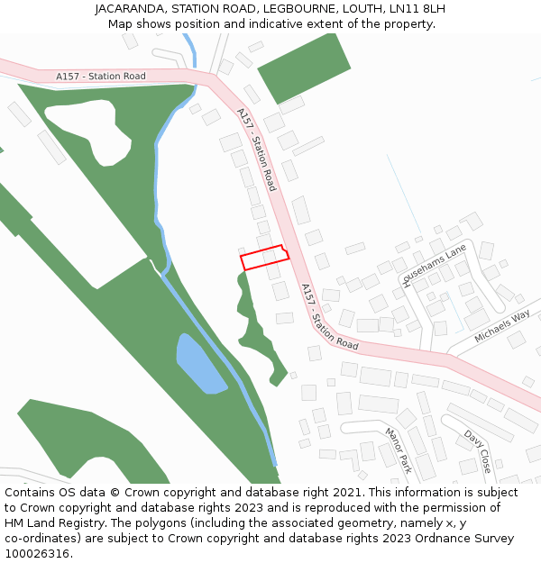 JACARANDA, STATION ROAD, LEGBOURNE, LOUTH, LN11 8LH: Location map and indicative extent of plot