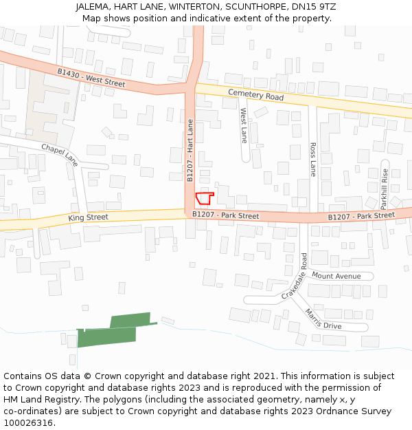 JALEMA, HART LANE, WINTERTON, SCUNTHORPE, DN15 9TZ: Location map and indicative extent of plot