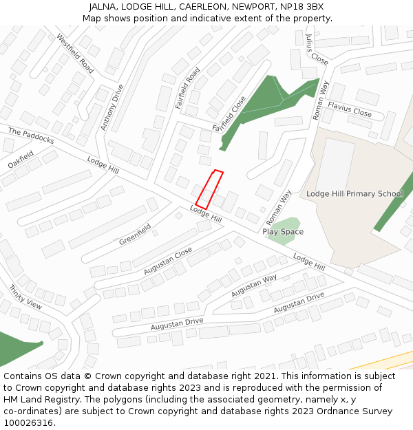 JALNA, LODGE HILL, CAERLEON, NEWPORT, NP18 3BX: Location map and indicative extent of plot