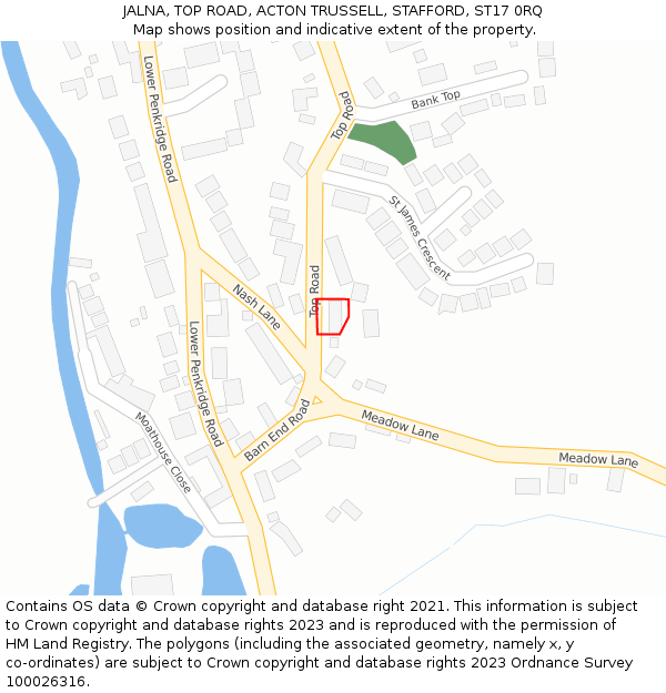 JALNA, TOP ROAD, ACTON TRUSSELL, STAFFORD, ST17 0RQ: Location map and indicative extent of plot
